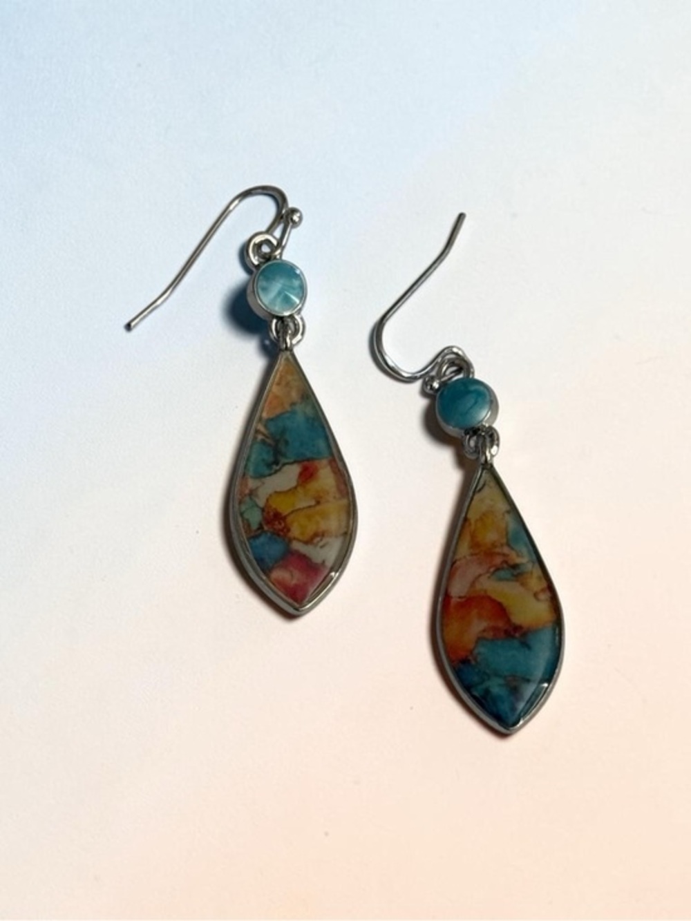 🫶🏻 Multicolor Teardrop Stone Dangle Earrings 925